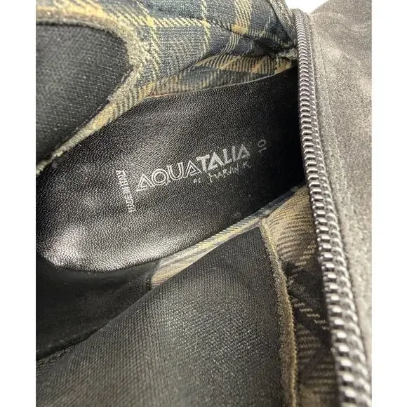 Aquatalia Gray Suede Ankle Booties Size 10 Weatherproof Italian Heel Boots - Picture 10 of 10